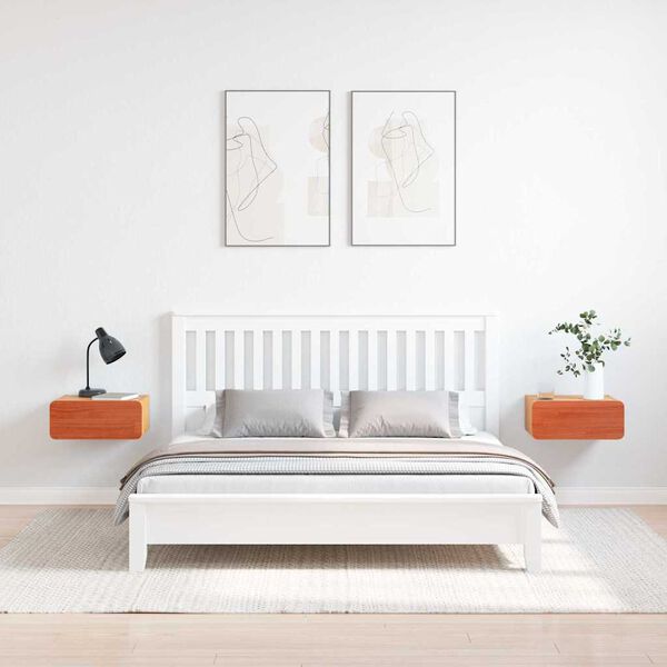 vidaXL Comodino con cassetto 2 pcs Marrone cerato 39 x 34 x 16,5 cm