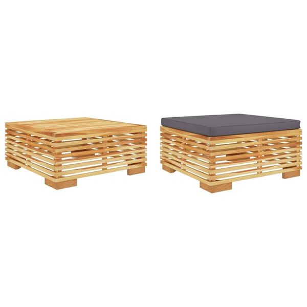 vidaXL Set Divani da Giardino 2 pz in Legno Massello di Teak