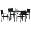 vidaXL Set da Pranzo per Giardino con cuscino 5 pcs Nero polyrattan