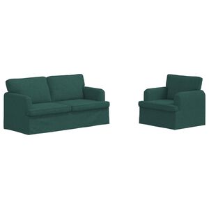 vidaXL Set di divani 2 pcs Verde Scuro 162 x 80 x 85 cm Tessuto