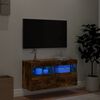 vidaXL Mobile TV a Parete con Luci LED Rovere Fumo 80x30x40 cm