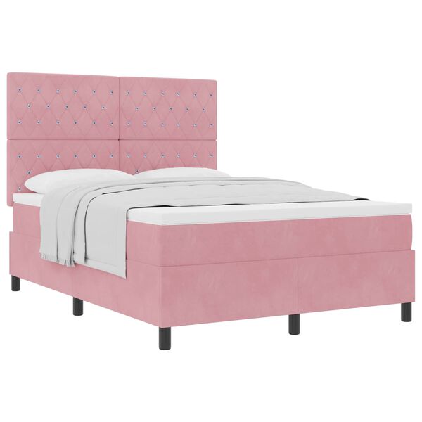vidaXL Letto a molle con materasso Rosa 140 x 200 cm Tessuto
