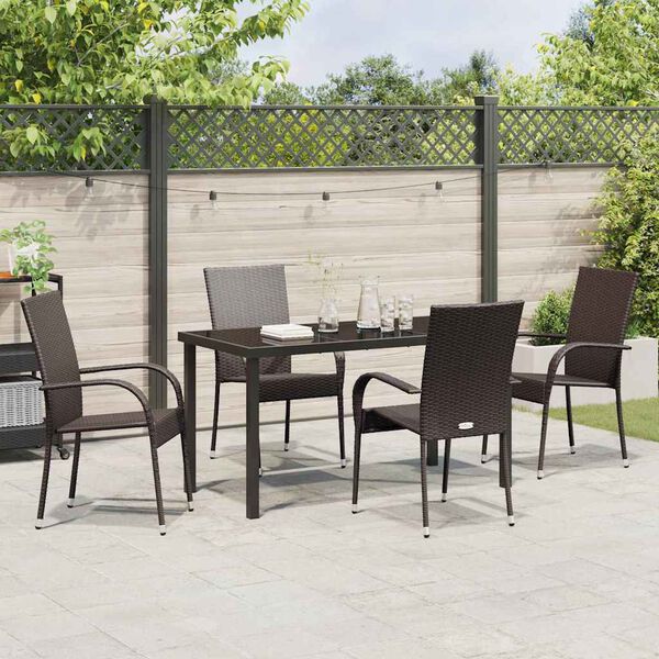 vidaXL Set da Pranzo per Giardino 5 pcs Marrone