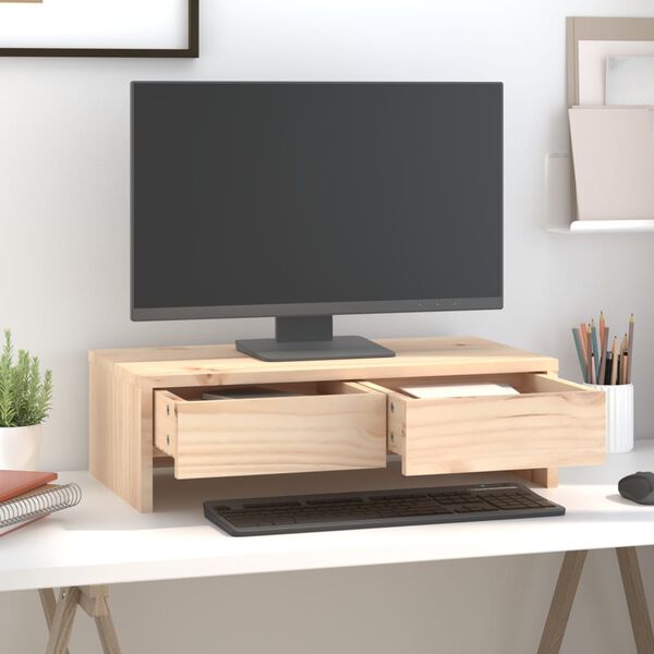 vidaXL Supporto per Monitor 50x27x15 cm in Legno Massello di Pino