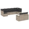 vidaXL Set Divano da Giardino 9pz con Cuscini Grigio Chiaro Polyrattan