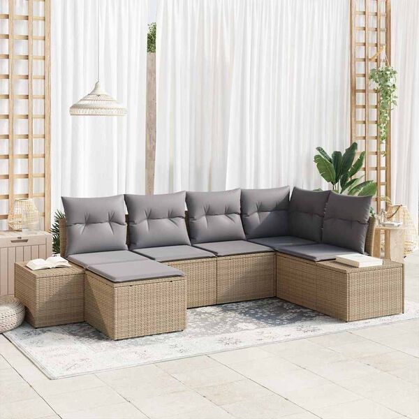 vidaXL Set Divano da Giardino 6 pcs Beige e grigio polyrattan