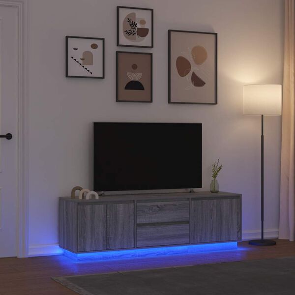 vidaXL Mobile Porta TV con Luci LED Grigio Sonoma 160,5x41x50 cm