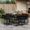 vidaXL Set da Pranzo da Giardino 9 pz con Cuscini Nero in Polyrattan