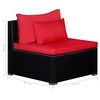 vidaXL Set Divani da Giardino 9 pz con Cuscini in Polyrattan Rosso
