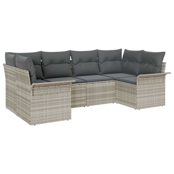 vidaXL Set Divano da Giardino 6 pcs Grigio chiaro polyrattan
