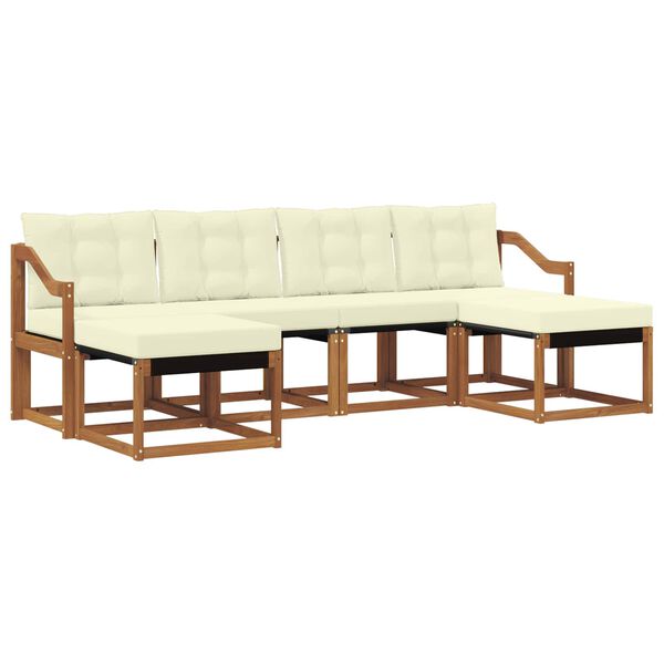 vidaXL Set di divani da esterno con cuscino 6 pcs Naturale e Crema
