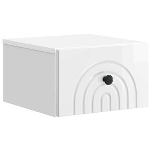 vidaXL Mobiletto da notte a muro Bianco Lucido 33 x 34,5 x 20 cm