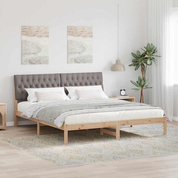 vidaXL Letto con Testiera Rivestita con testiera Marrone 180 x 200 cm
