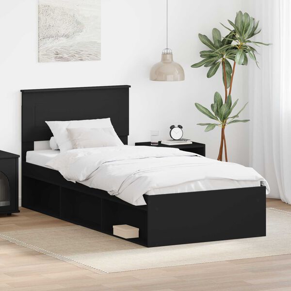 vidaXL Struttura del letto Nero 90 x 190 cm Legno multistrato