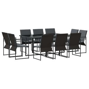 vidaXL Set da Pranzo per Giardino 11 pcs Nero Acciaio