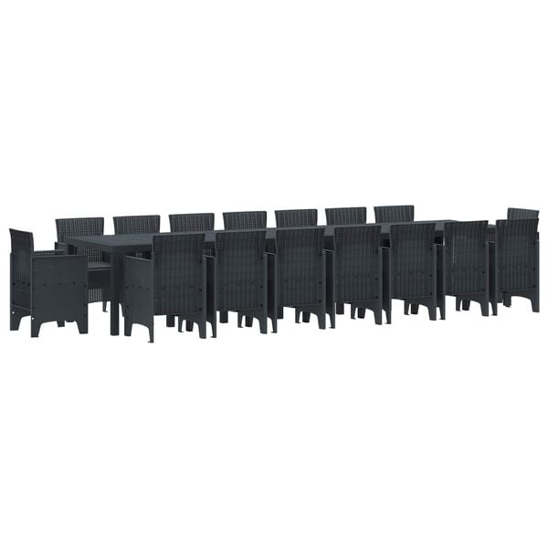 vidaXL Set da pranzo da giardino con cuscini 17 pcs Antracite PP