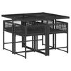 vidaXL Set da Pranzo da Giardino 5 pz Nero con Cuscini in Polyrattan
