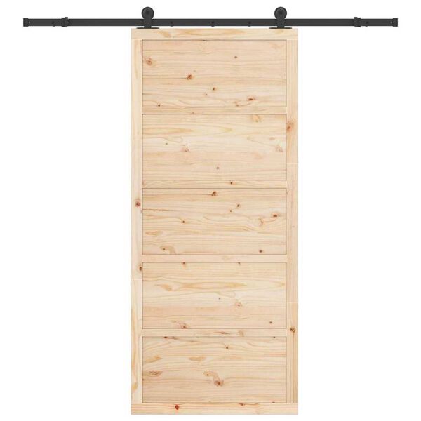 vidaXL Porta scorrevole Naturale 80 x 208 cm Pino massello