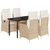 vidaXL Set da Pranzo da Giardino 5 pz con Cuscini Beige in Polyrattan