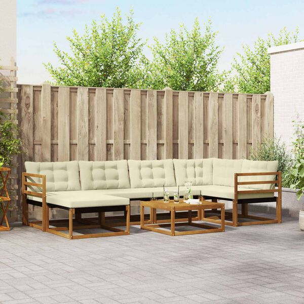 vidaXL Set di divani da esterno con cuscino 19 pcs Naturale e Crema