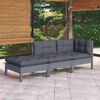 vidaXL Set Divani da Giardino 3 pz con Cuscini Legno Massello di Pino