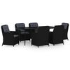 vidaXL Set da Pranzo da Giardino 7 pz Nero