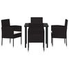 vidaXL Set da Pranzo per Giardino con cuscino 5 pcs Nero polyrattan