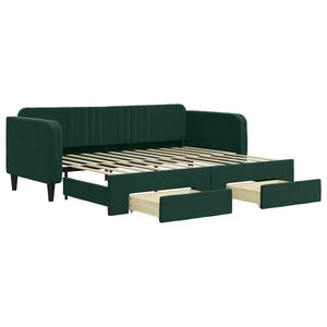 vidaXL Divano Letto Estraibile Cassetti Verde Scuro 90x200cm Velluto
