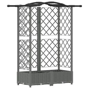 vidaXL Letto Rialzato con Griglia e Tetto Grigio Chiaro PP