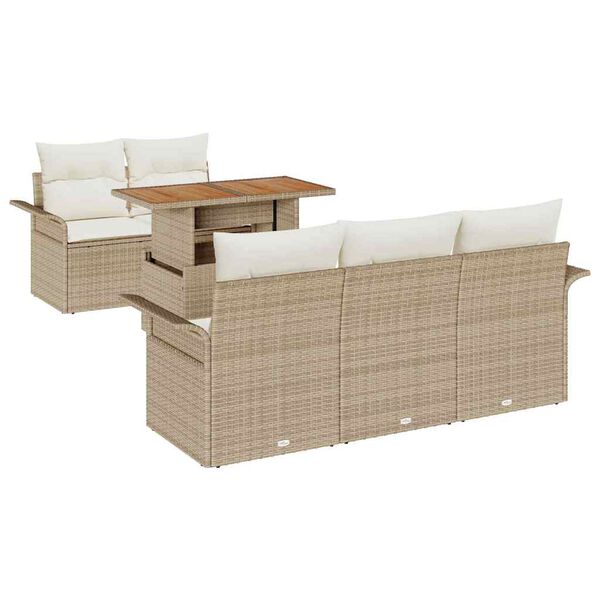 vidaXL Set Divano da Giardino 6 pcs Beige Poly Rattan