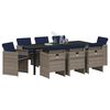 vidaXL Set da Pranzo per Giardino con cuscino 9 pcs Grigio polyrattan