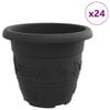 vidaXL Vaso Rotondo per Fiori 24 pz Nero &Oslash; 30 x 25 cm Plastica