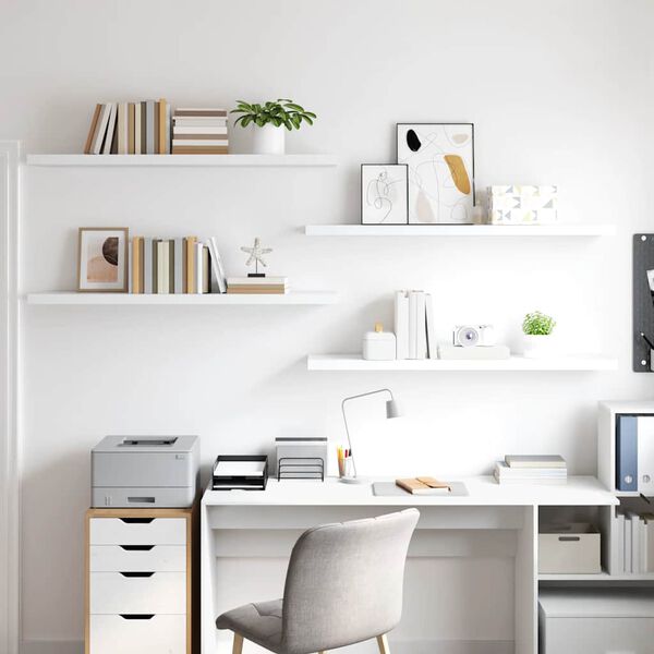 vidaXL Scaffali a Parete 4 pz Bianchi 120x23,5x3,8 cm in MDF