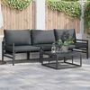 vidaXL Set Divano da Giardino con cuscino 3 pcs Nero Acciaio