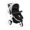 vidaXL Passeggino a 3 Ruote Grigio e Nero