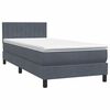vidaXL Letto a Molle con Materasso e LED Grigio Scuro 100x210 cm Velluto