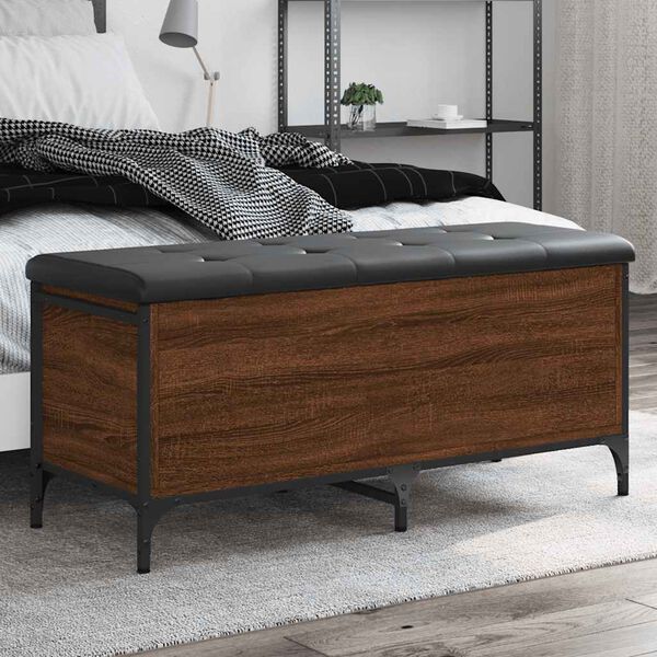 vidaXL Panca Portaoggetti Rovere Marrone 102x42x45cm Legno Multistrato