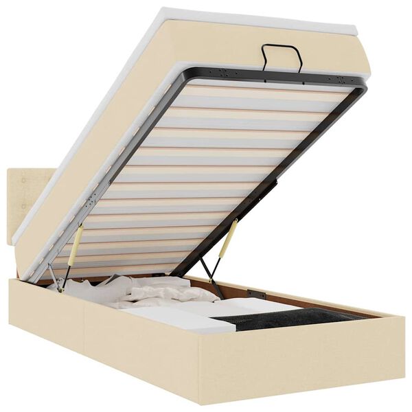 vidaXL Pouf Letto con Materasso e LED Crema 90x200 cm in Tessuto