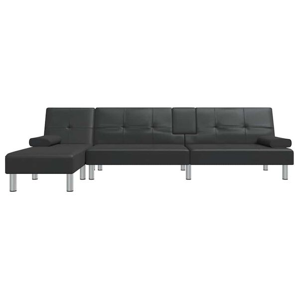 vidaXL Divano Letto a L Nero 255x140x70 cm in Similpelle