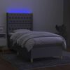 vidaXL Letto a Molle Materasso e LED Grigio Chiaro 90x200 cm Tessuto