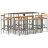 vidaXL Set Bar Giardino 11pz Grigio Polyrattan e Legno Massello Acacia