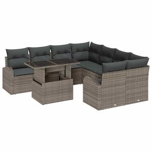 vidaXL Set Divano da Giardino 9 pcs Grigio Rattan in Polipropilene