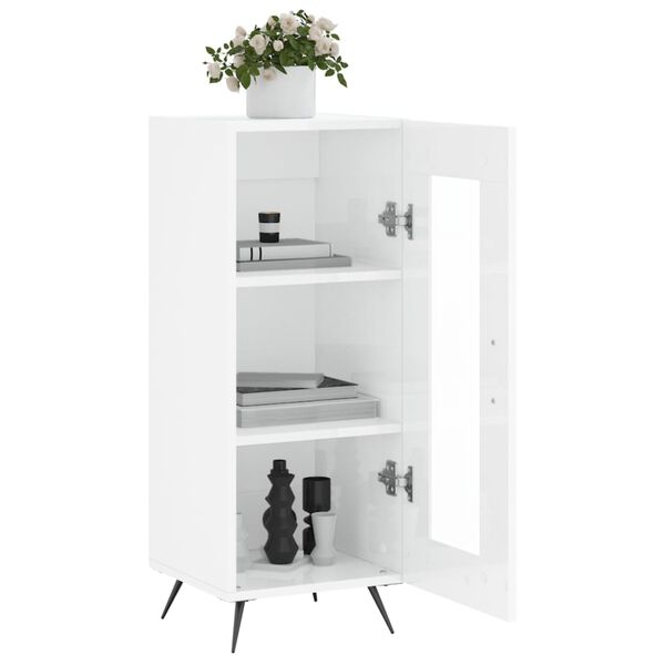 vidaXL Credenza Bianco Lucido 34,5x34x90 cm in Legno Multistrato