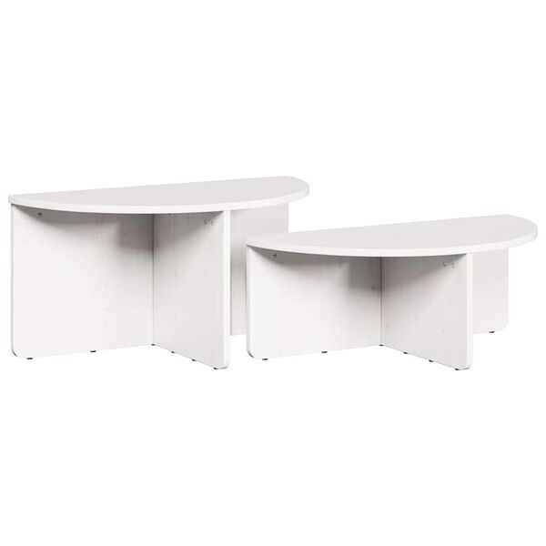 vidaXL Tavolino da salotto 2 pcs Bianco Legno di pino massello