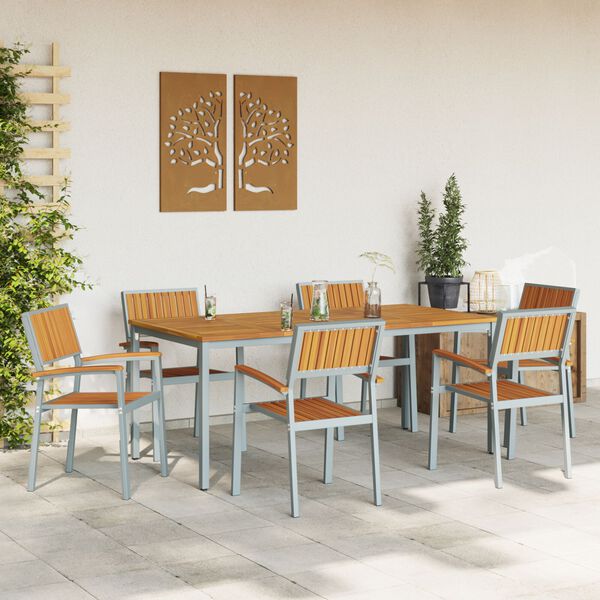vidaXL Set da Pranzo per Giardino 7 pcs Grigio