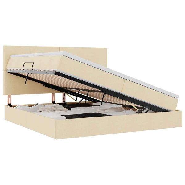 vidaXL Letto con contenitore e LED Crema 200 x 200 cm Poliestere