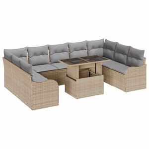 vidaXL Set Divano da Giardino con cuscino 10 pcs Beige Poly Rattan