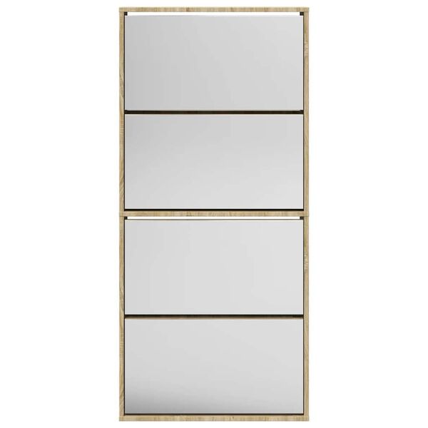 vidaXL Scarpiera a 4 Strati con Specchio Rovere 63x17x134 cm