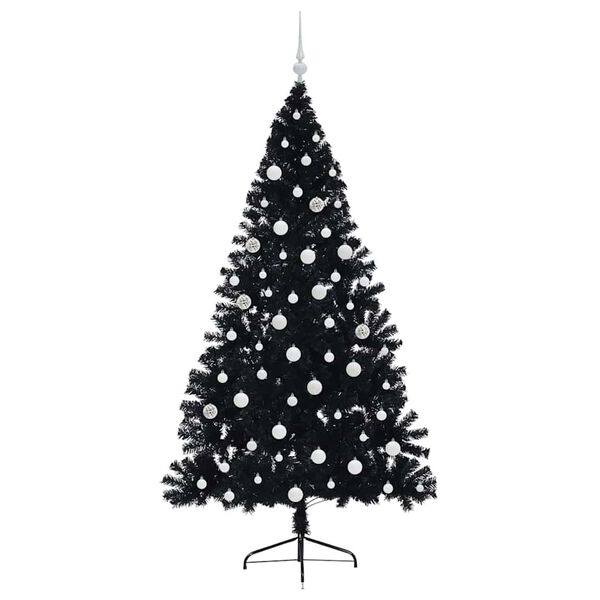 vidaXL Albero di Natale artificiale con luci integrate Nero 180 cm PVC