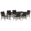 vidaXL Set da Pranzo per Giardino con cuscino 7 pcs Grigio polyrattan
